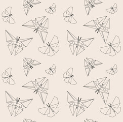 Thin Line Butterfly. Paper Origami Style. Hand Drawn Vector Seamless Pattern. Origami To Make. How To Make Origami. Paper Origami. Origami Easy. Wrapping Paper. Japanese Tradition.