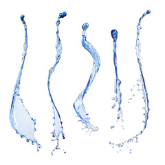 blue water splashing isolated