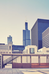 Fototapeta na wymiar Retro color toned picture of Chicago downtown, Illinois, USA.