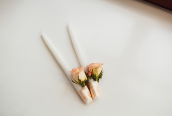 The candles stand on the table