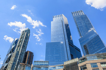 Fototapeta premium Looking up view of High Building from Columbus Circle New York C
