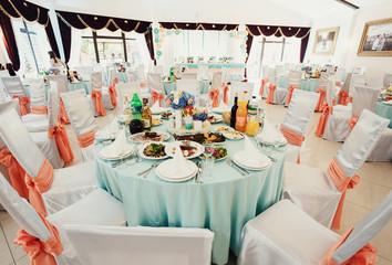 The wedding tables in restaurant