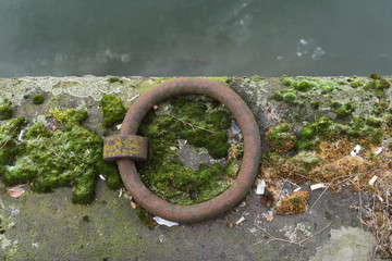 DUESSELDORF, GERMANY - JANUARY 20, 2017: The New Media Harbor has many relics of the old daay as a domestic freight harbor