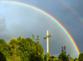 Rainbow over the cross - 136049859