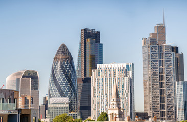 City of London. Buildings and skyline on a sunny day