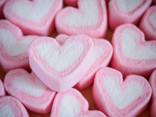 pink heart shape marshmallow for valentines background