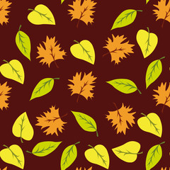 Seamless pattern with leaf,autumn leaf background. Brown background