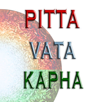 Ayurveda icon on black background, Kapha, Pitta, Vata,