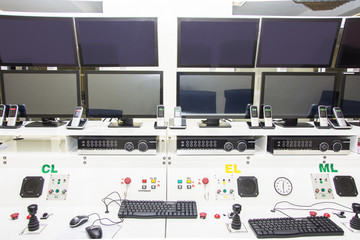 keyboad and mouse on console control computer  room nobody peopl