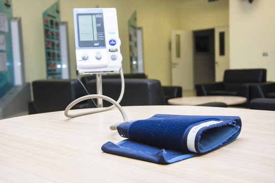 blood pressure monitor check up health selective focus of culf