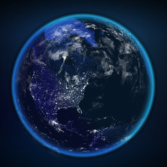 Planet earth from the space at night . Some elements of this image furnished by NASA