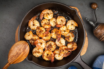 Shrimps in a skillet