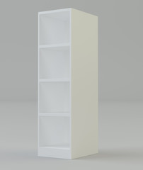 Blank Empty Rounded Showcase Display With Retail Shelves. 3D rendering. Mock Up, Template. Product Advertising.