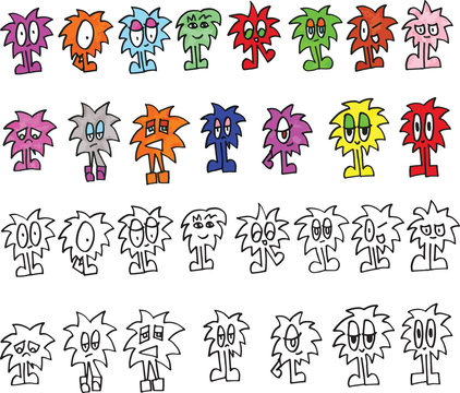 Collection of Spikey Monster Ficticious Cartoon Characters