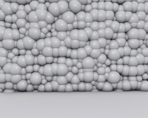 Bubble bulged white wall 3D background.
