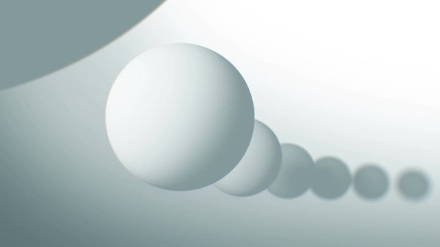 White Balls Moving Seamless in Abstract 3d Animation. Looped Background in 4k, 3840x2160, Ultra HD.
