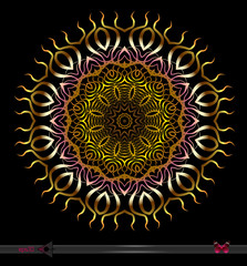 Flover vector Mandala on black background. Decorative Colorfull insulated