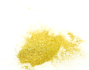 Fototapeta na wymiar gold powder on white background
