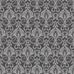Seamless beige flower vector wallpaper pattern.