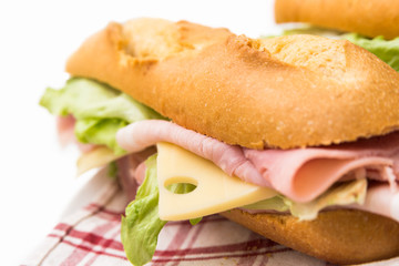 Ham, cheese and vegetable sandwich