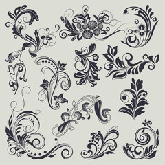 Vintage vector design elements with retro frame. Set 36.