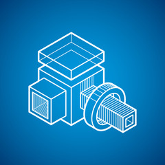 Engineering three-dimensional construction, abstract vector trig