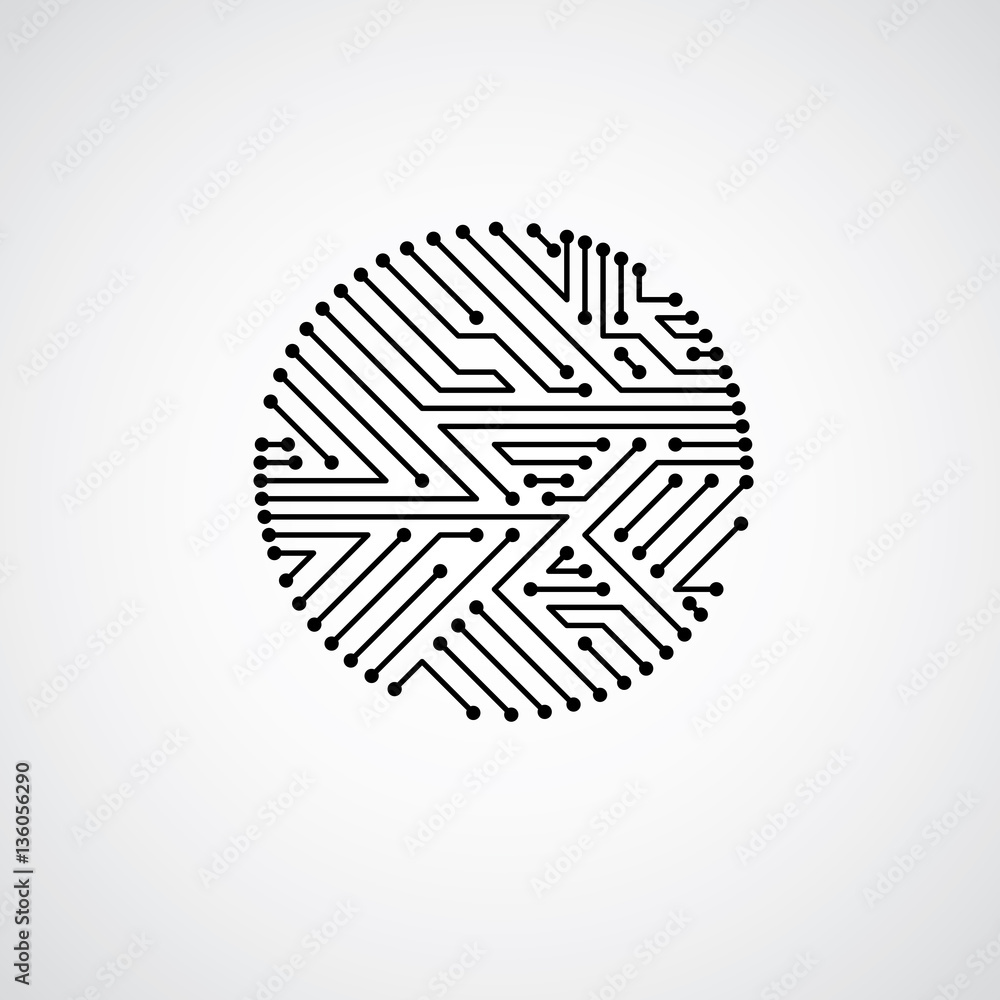 Poster vector circuit board circle, digital technologies abstraction. b