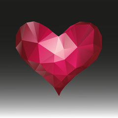Naklejka na ściany i meble Polygonal heart.Geometrical symbol.Abstract polygonal heart illustration on black background
