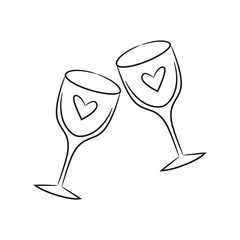 Two wineglasses for Valentine's Day.