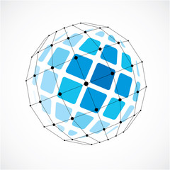 Abstract 3d faceted figure with connected black lines and dots.
