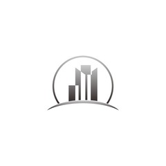 Flat Sun Moon Sky City Building Logo Vector