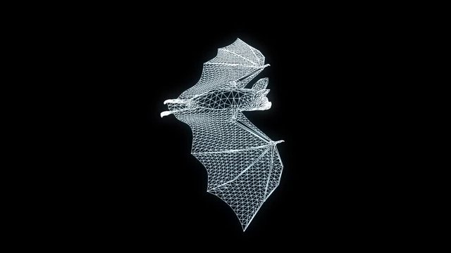 Giant Bat in Hologram Wireframe Style. Nice 3D Rendering
