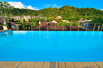 Pool and beautyful landscape with mountains views
