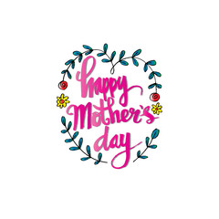  Happy Mothers Day. Hand-drawn card.