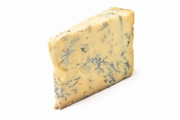 Fetta di gorgonzola isolato su fondo bianco, Italian Cheese