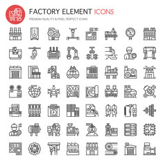 Factory Elements , Thin Line and Pixel Perfect Icons