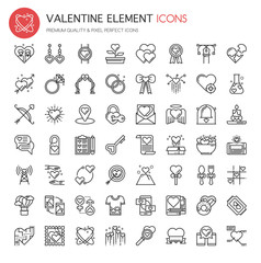 Valentine Element Icons, Thin Line and Pixel Perfect Icons