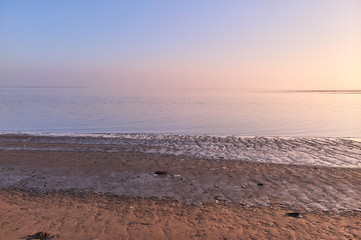 Sunset at the north sea beach in Wilhelmshaven