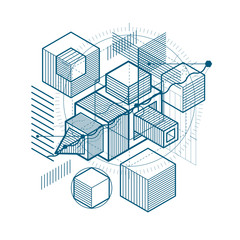 Abstract background with isometric lines, vector illustration. T