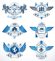 Fototapeta na wymiar Set of vector vintage emblems created with decorative elements l
