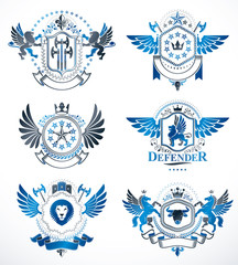 Obraz premium Set of vector vintage emblems created with decorative elements l