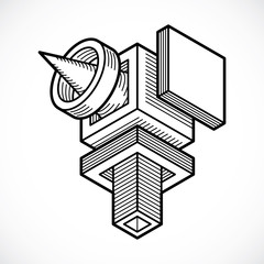 Abstract three-dimensional shape, vector design cube element.
