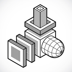 Abstract isometric construction, vector.