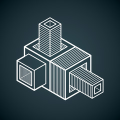 Abstract three-dimensional shape, vector design cube element.