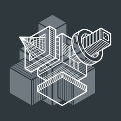 Abstract three-dimensional shape, vector design cube element.