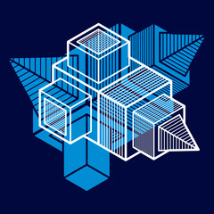 3d abstract isometric construction, vector polygonal shape.