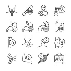 Disease, illness and sickness icon set