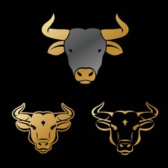 Bull ancient emblems elements set. Heraldic vector design elemen