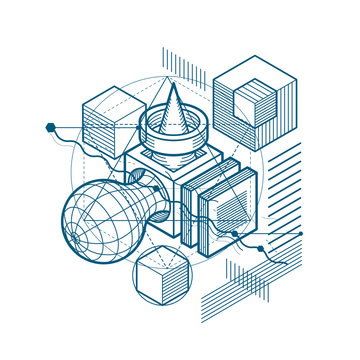 Abstract background with isometric lines, vector illustration. T