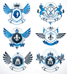 Fototapeta na wymiar Set of luxury heraldic vector templates. Collection of vector sy